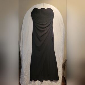 Emerald Sundae Black Ruched Strapless Gown